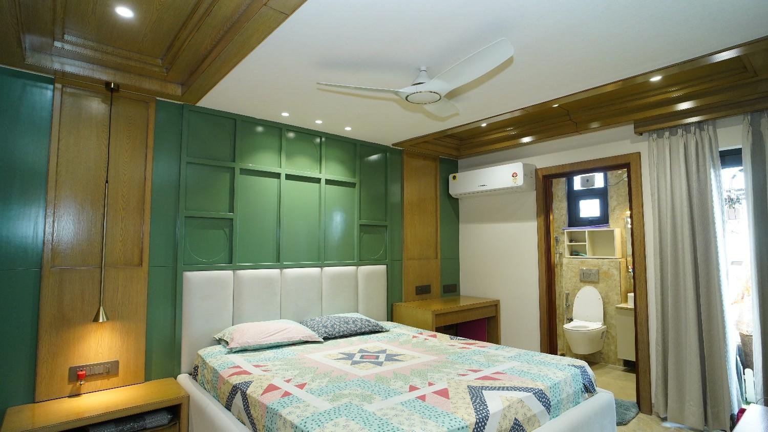 Luxury living room cream ivory sofa walnut wood wall panelling — Vidhyadhar Nagar Jaipur — Endless Interiors