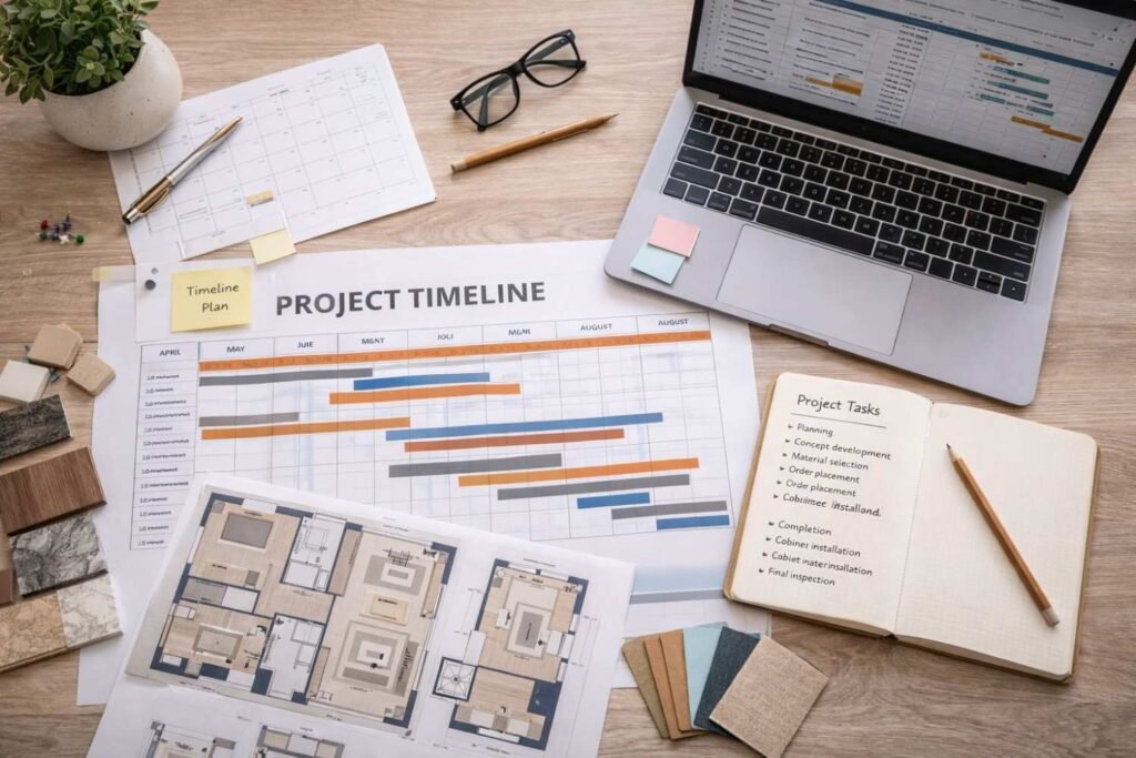 Interior design project timeline planning and scheduling process