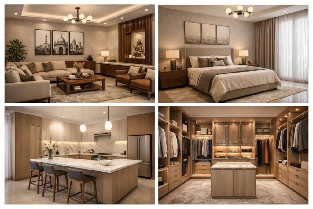 Interior designer portfolio showing multiple residential design projects