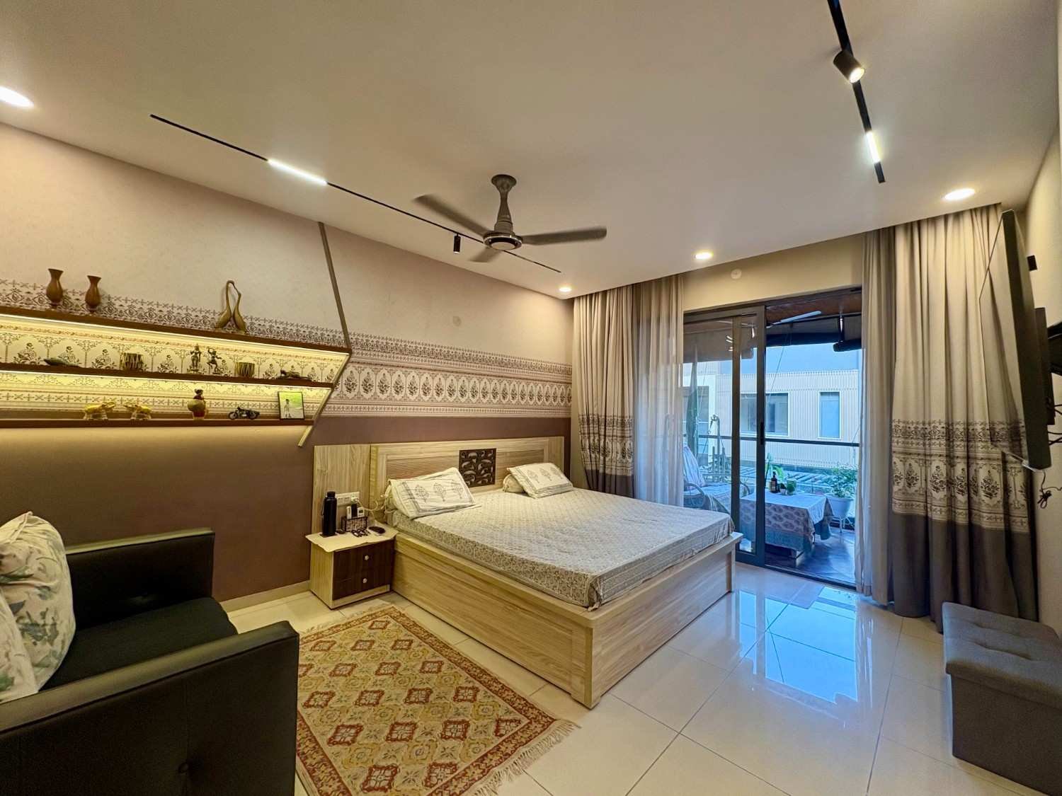 Rajasthani theme bedroom interior — residential project Jaipur